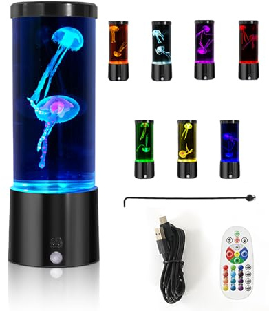BIRBANN Quallenlampe Nachtlicht Kinder - Jellyfish Lamp mit Fernbedienung 7 Farbeni, Fliegende Qualle LED Lavalampe als Schlafhilfe Deko für Kinderzimmer, Babyzimmer & Wohnzimmer