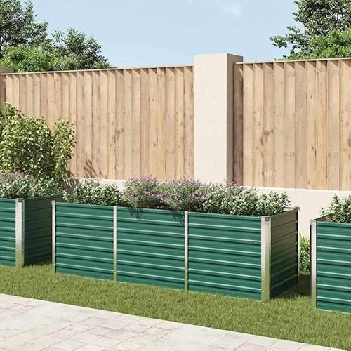 Trädgårdsbädd av galvaniserat stål 240 x 80 x 77 cm grön – hållbar rabatt för grönsaker, örter och blommor – perfekt för trädgård, terrass eller balkong