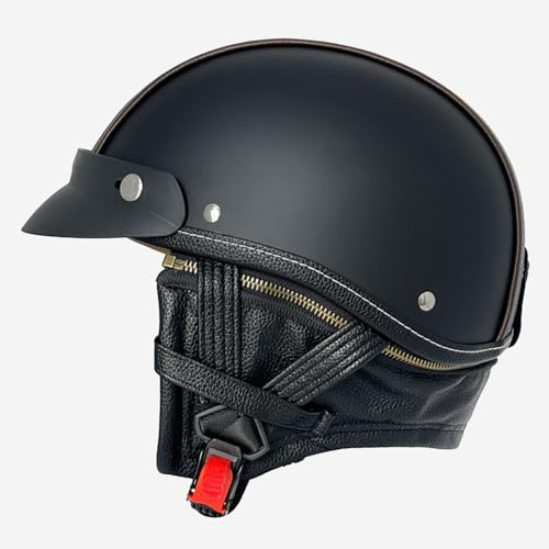 Casco Mezzo Retrò Moto Caschi Jet E Demi-Jet Vintage Approvato DOTECE Caschi Cromwell Aperto Casco Per Scooter Fodera Traspirante Elmetto Scodella Per Adulti Uomini Donne E,XXL:63-64CM