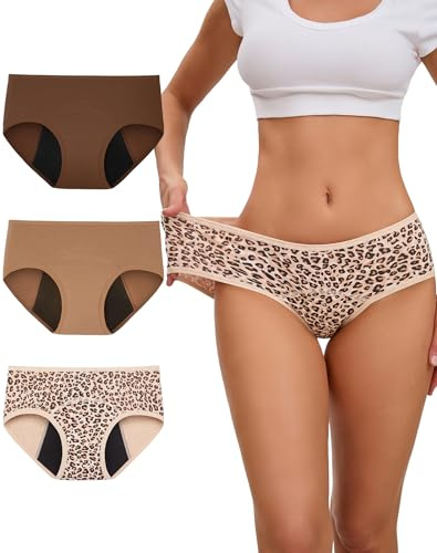 INNERSY Periodenunterschwäsche Starke Blutung Menstruation Slip 3er Pack | Baumwolle Menstruationsunterwäsche, Perioden Unterwäsche Auslaufsicher, Periodenslips damen Waschbar, Weiche Periode Panties