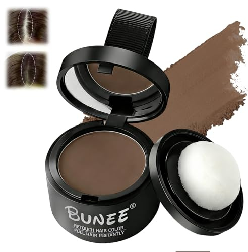 4 g Retocador de Raíces en Polvo, Corrector Capilar, Powder Instantly, Sombra para el Cabello, Uso para Rellenar el Cabello Debilitado, para Densificar el Cabellos de Mujeres y Hombres(Castaño Oscuro)