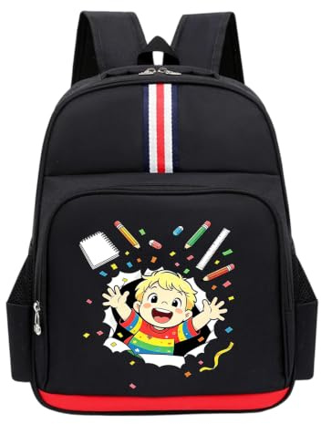 Générique Sacs à dos personnalisés pour enfants, sac à dos avec photo personnalisée, sac à livres tendance pour la rentrée scolaire (Noir)