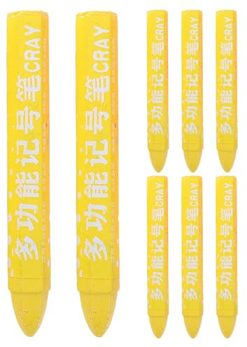 Outanaya 8pcs Yellow Tire Marker Pen Wax Crayon with Comfortable Grip and Smooth Writing for Precise Application, Resistant to Smudging and Fading, for Automotive On-site Service