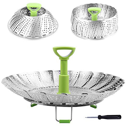 Steamer Stainless Steel Steamer Basket Steamer Basket for Vegetables and Fish Expandable to Fit Various Sizes Saucepans (18cm)