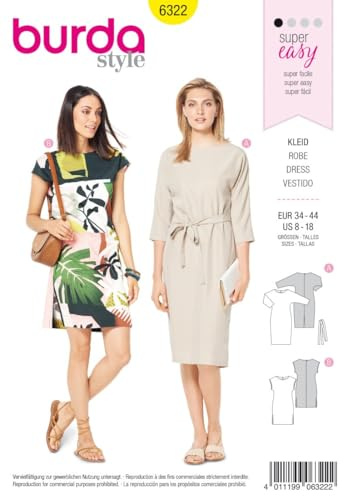 burda style Schnittmuster Damen Sommer-Kleid #6322 | Gr. 34-44 | für Nähanfänger:innen | Papierschnittbogen