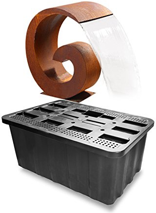 Primrose 65cm Corten Steel Sentosa Water Feature Outdoor Garden Cascade Fountain with Plastic Reservoir