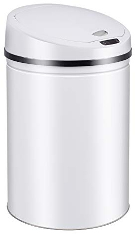 Ribelli Edelstahl Mülleimer 60 Liter - Abfalleimer mit Sensor - automatisches Öffnen und Schließen - Klemmring für Müllbeutel - Abnehmbarer Deckel - mit LED-Funktionsanzeige (weiß)