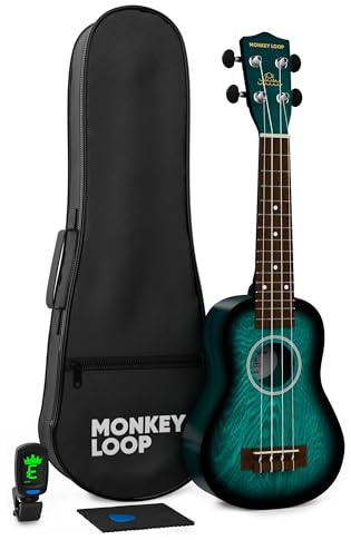 Monkey Loop Jungle Pack Blue Ukelele Soprano (Ukelele, Funda, Afinador, Púa y Gamuza Limpiadora)