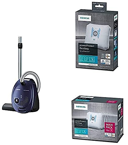 Siemens Staubsauger mit Beutel synchropower VS06B1110, Bodenstaubsauger + 4X Staubsaugerbeutel PowerProtect Typ G All, VZ41FGALL + 16x Staubsaugerbeutel PowerProtect Typ G All, VZ16GALL