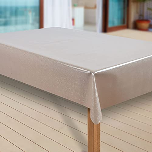 laro Wachstuch-Tischdecke Abwaschbar Garten-Tischdecke Wachstischdecke PVC Plastik-Tischdecken Eckig Meterware Wasserabweisend Abwischbar |70|, Muster:Elligent Glitter Beige, Größe:140x240 cm