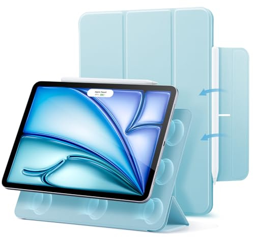 ESR iPad Air 11 Inch Case for M4/M3/M2 (2026/2025/2024) & Air 5th/4th Gen (2022/2020), Powerful Magnetic Attachment, Slim Trifold Stand, Supports Pencil Pro and USB-C, Durable Protection, Sky Blue