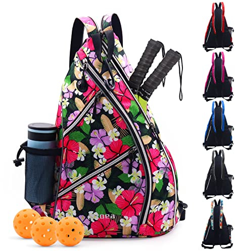 ZOEA Pickleball Bag, Sport Pickleball Sling Bag for Women Man, Adjustable Pickleball Backpack with Fence Hook Water Bottle Holder, Fits 4 Paddles and All Your Other Gear