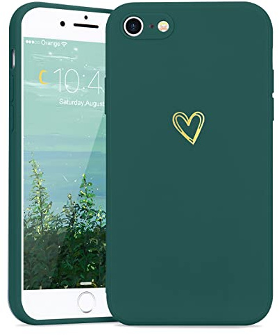 Lafunda Handyhülle Kompatibel mit iPhone 7/8/ SE2020/SE2022 Hülle | Mädchen süß Herz Schutzhülle mit Kameraschutz stoßfest UltraDünn Silikon Case für iPhone 7/8/SE2020/SE2022 Dunkelgrün