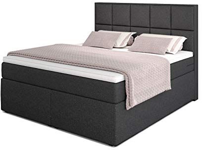 Betten Jumbo Dream Boxspringbett 200x200 mit 7-Zonen TFK Härtegrad H3 und Visco-Topper | Farbe Anthrazit | div. Größen verfügbar