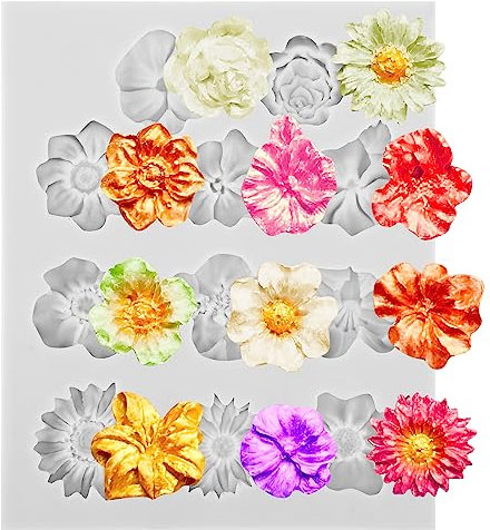 Silikonformen Blume Polymer Clay Form Blumenform Epoxidharz Formen Silikon Fondant Form Set Silicone Moulds für Dekorative Polymer Clay Form Kerzengießformen aus Silikon