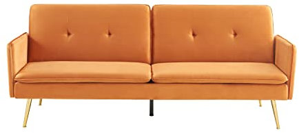 BAÏTA Sofá Recto Adán 3 plazas Convertible de Terciopelo Oxidado