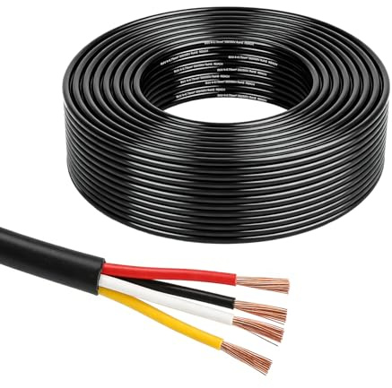 BEIJISTAR 10 Metros 4x0,75mm² Vehículo Cable Plano, 12V 24V Cable Remolque de 4 Hilos, para Caravana Camión RV Remolque