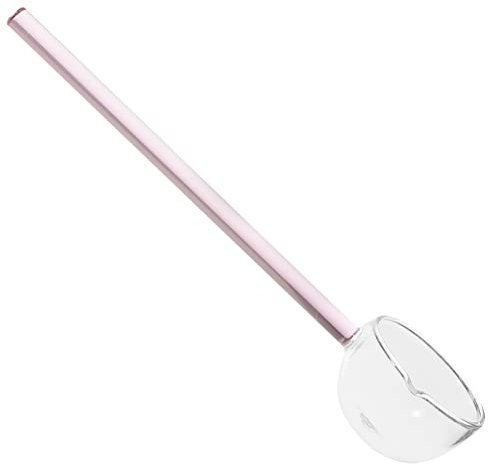 Glass Serving Ladle Soup Spoon Novelty Dessert Spoon Pink Handle Clear Spoons Clear Punch Bowl Ladle Ice Cream Spoon Stirring Spoon Soup Serving Utensil Glass Gravy