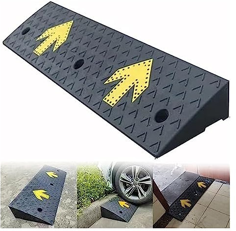Gummi-Bordsteinrampen, rutschfeste Schwellenrampe for Den Außenbereich, Bordsteinrampen, 7,6–17,8 cm, Laderampe, Auffahrtsrampe for Wohnmobile, LKWs, Laderampen, 6 Tonnen. Kapazität (Farbe : Schwarz
