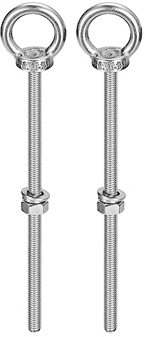 sourcing map Bullone ad occhiello di sollevamento, 2 set di bulloni a occhiello M6 x 120 mm con rondella dado in acciaio inox 304, anello di sollevamento per appendere oggetti