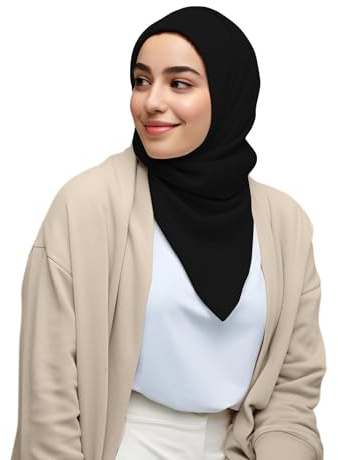 ShopMiey Premium Chiffon Head Scarf Shawl Muslim Hijab Neck Wrap for Women (Black)