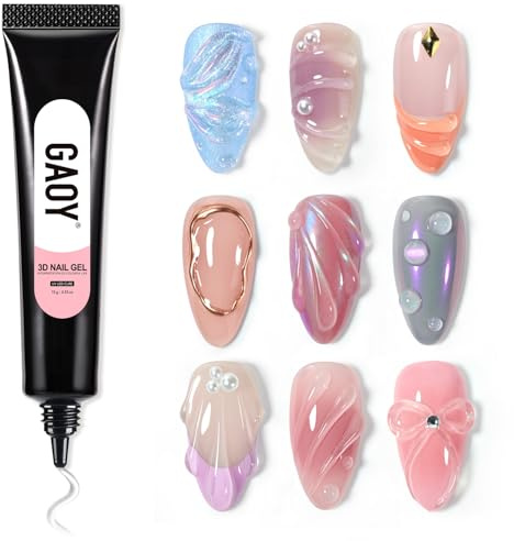 GAOY 3D Nail Gel, 15g Clear Sculpting Gel for Carving, Molding and Painting Nail Art Designs, Rhinestone Glue for Gems Decoration