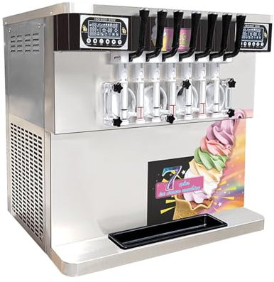 Maquina de Helado Máquina de helado de 7 orificios, multisabor, máquina de helado de escritorio, tienda de té de la leche totalmente automática comercial Maquina de Hacer Helados