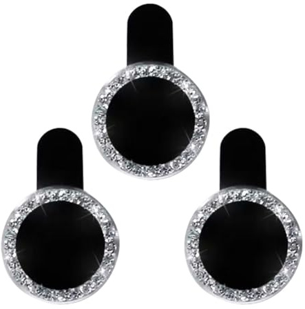 Veemoon 3 Pack Glitter Camera Lens Protector Luxury Rhinestone Diamond Metal Ring with 9H Tempered Glass - Anti Scratch Case Friendly Camera Cover - Silver