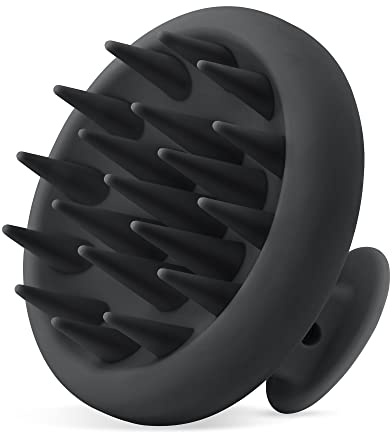 HEETA Appareil de Massage du Cuir Chevelu Pour la Croissance des Cheveux, Brosse à Cheveux Avec Poils Doux, Design en Silicone Intégré, Brosse de Shampooing Pour Cheveux Secs et Mouillés, Noir