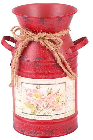 Amosfun Flower Arrangement Kettle Handmade Rustic Iron Bucket Planter Vintage Gardening Bucket for Home Shop Office Display Flower Tub 7.5 Inch