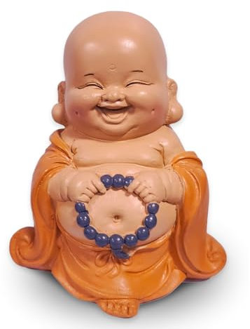 Statuetta di Buddha risata con rosario – Figura ispiratrice e allegra – Portafortuna piena di positività – Idea regalo carina e spirituale – H 10 cm – Zen'Light