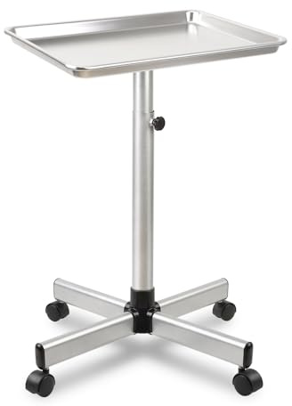 Salon-Tablett auf Rädern, Tattoo-Tablett, verstellbares Tablett für Friseure, Metall-Mayo-Ständer, Salon-Farbtablett, Verwendung als medizinisches Tablett, kein Rosten