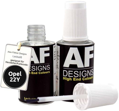 Alex Flittner Designs Lackstift für Opel BLACK MEET KETTLE 22Y 2x20 ml | Lackstift Set geeignet für Farbcode: 22Y und Farbname: BLACK MEET KETTLE
