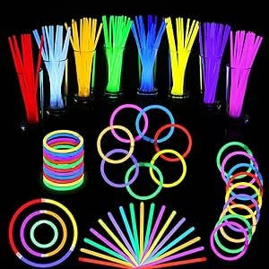SULOLI Leuchtstäbe, 100 Stück Leuchtstäbe, Party-Packs, Neon-Leuchtstäbe für Kinder, Leuchtarmbänder für dunkle Partyzubehör