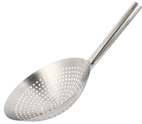 OQHAIR Plato Redondo para Servir Filtro de Acero Inoxidable Cuchara Espumadera de Aceite Dumpling Cucharón Colador Alambre Pasta Fideos Colador Cuchara Alimentos fritos Colador de Aceite