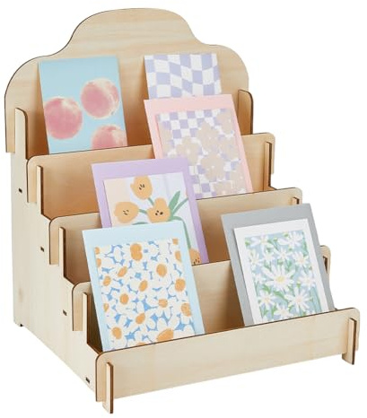 DICOSMETIC 4 Tier Grußkartenständer Aus Papayaholz Sticker Display Ständer Rechteckiger Ohrring Display Kartenständer Schmuck Organizer Halter Für Die Präsentation Zu Hause Im Einzelhandel