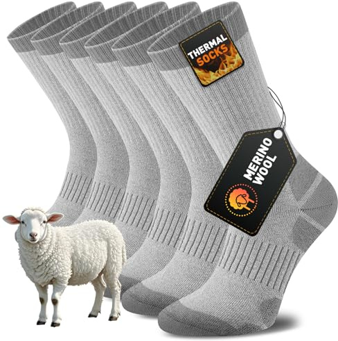 Niorasen Merino Wool Walking Socks for Men Women, Cushioned Anti Blister Performance Hiking Socks for Running, Sports, Cycling, Trekking, Work, Casual Thicked 3 Pairs