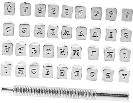 CORHAD Lederstanzwerkzeug Für Buchstaben Und Zahlen Prägewerkzeuge Für Lederhandwerk DIY Lederprojekte Stanzwerkzeuge Mit Griff