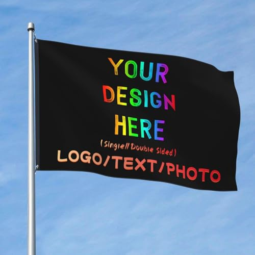 Drapeau Personnalisé PRFELMG - Bannière Personnalisé - 2x3 Ft - Simple Face - Noir - Polyester - Rectangulaire - Multiples occasions - Événement, Cérémonie, Fête - Intérieur et Extérieur