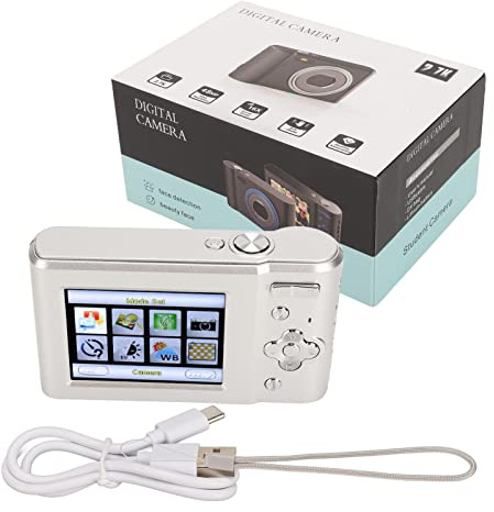 Compact Digital Camera,44MP Kids Digital Camera with MP3 Player Function for VLOG Creation, Fun Photo Stickers and 8 Filters,2.7K Video Recording,700mAh with Flashlight