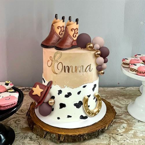 JeVenis Cowboy Rodeo Kuchendekoration Pferde Tortendeko Cowboy Western Tortendekorationen Cowboyhut Geburtstagstorte Topper Cowgirl Stiefel Kuchen dekoration Bälle Kuchendekoration
