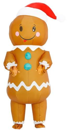 Rafalacy Inflatable Christmas Costume for Adult Blow up Santa Claus Elf Snowman Ginger Bread Man Costum Xmas Funny Fancy Dress