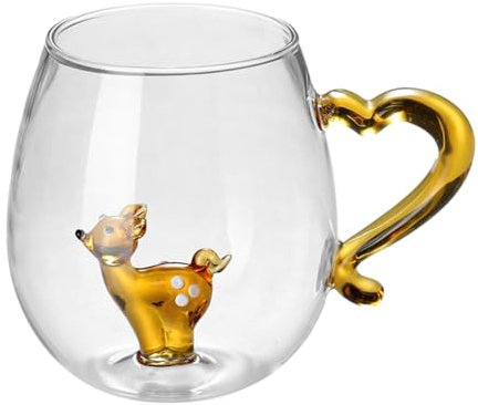 Weinglas mit Tier im Inneren - -Trinkglasbecher, Weihnachtsbecher aus Glas kälte- und hitzebeständig | -Mustertier in Weihnachtstrinkgläsern, robuste und langlebige Weihnachtsbecher für Kinder