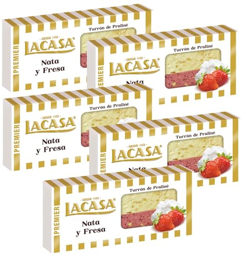 Lacasa 5x Turrón de Nata y Fresa 250 G