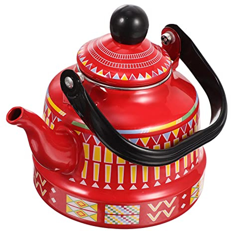 PRETYZOOM Bouilloire Émaillée Vintage Forme de Fleur Géométrique Théière et Cafetière pour Cuisinière à Gaz et Induction pour Usage et Maison