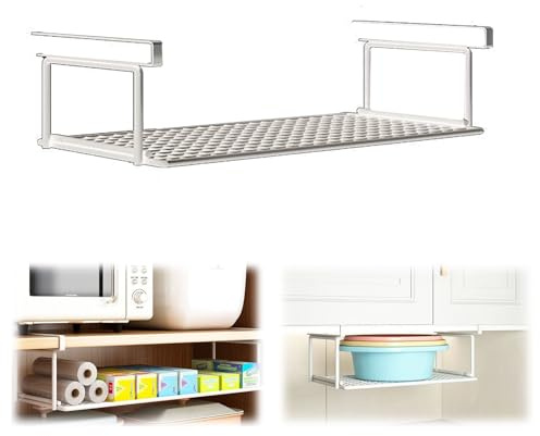Stonivislyt Panier sous étagère,Étagère sous Armoire, Support de Rangement,Organisateur de Placard, étagère Suspendue rétractable, Gain de Place, Panier à Chaussures Suspendu pour Cuisine