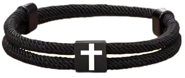 AuraFusion Bracelet Croix pour Garçons pour Baptême, Cadeau spécial de Baptême pour Fils, Frère, Petit-fils, Neveu ou Filleul de Parents et Grands-parents, avec Boîte cadeau