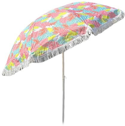 ApuaVireo&Co Petit Parasol Rond inclinable, Parasol de Plage à Motifs, 1,80 m, Parasol d'extérieur UPF 50+, Hauteur réglable
