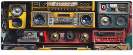 YYHWHJDE Vintage Wall of Radio Boombox Prints Extra Large Mouse Pad Mousepad Mousepad Computer Office Gaming Keyboard Thickened Version 30.5x80.0 cm