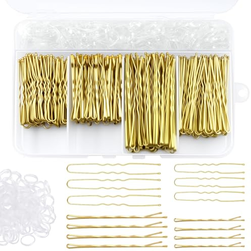 Jiaoshou Pan 300 Stück Bobby Pins Set, Haarnadeln Klein, Haarklammern | U-förmige Haarnadeln 2 inch 2.36 inch, Hair Pins 2 inch 2.75 inch mit Haargummis und Aufbewahrungsbox für Frauen Mädchen